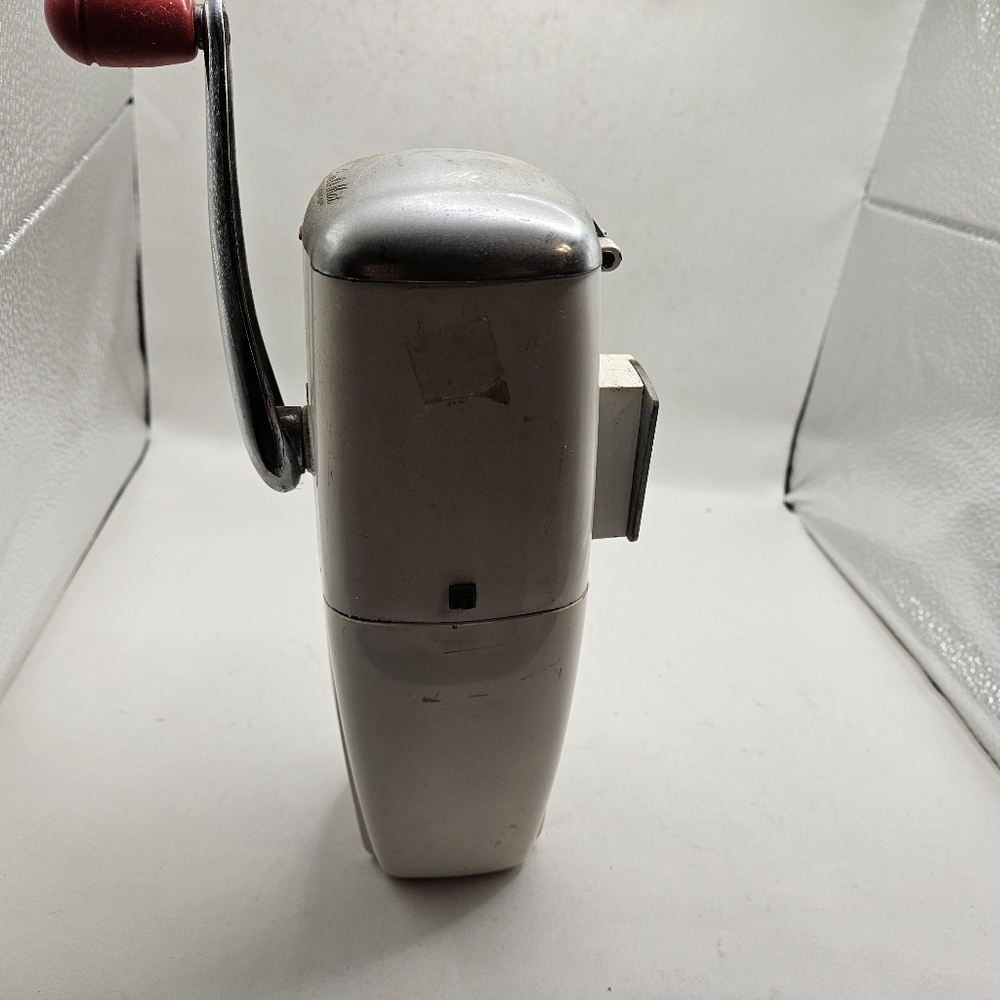 Vintage Rival Ice-O-Mat Hand Crank Wall Mount Ice Crusher White Red Handle
